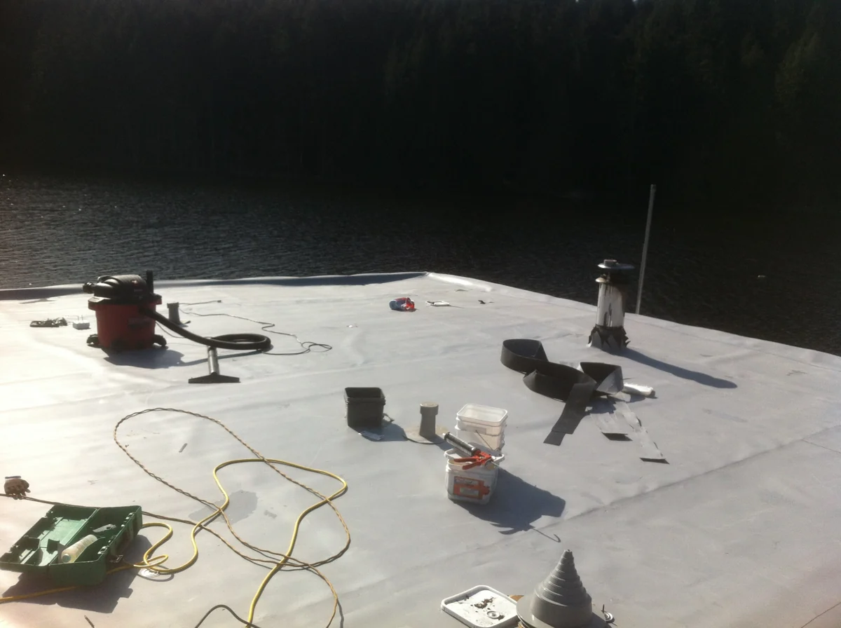 Flat roof with vents and roof penetrations